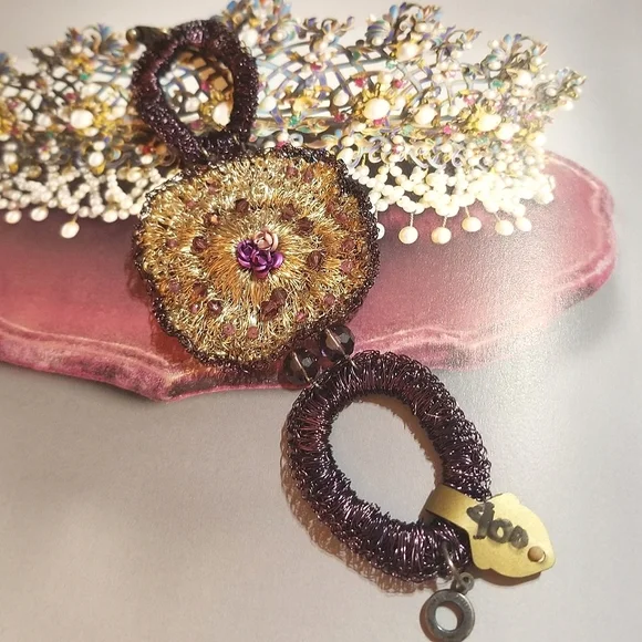 Antique Spun Sterling Silver Crystal Flower Bracelet - Picture 4 of 8